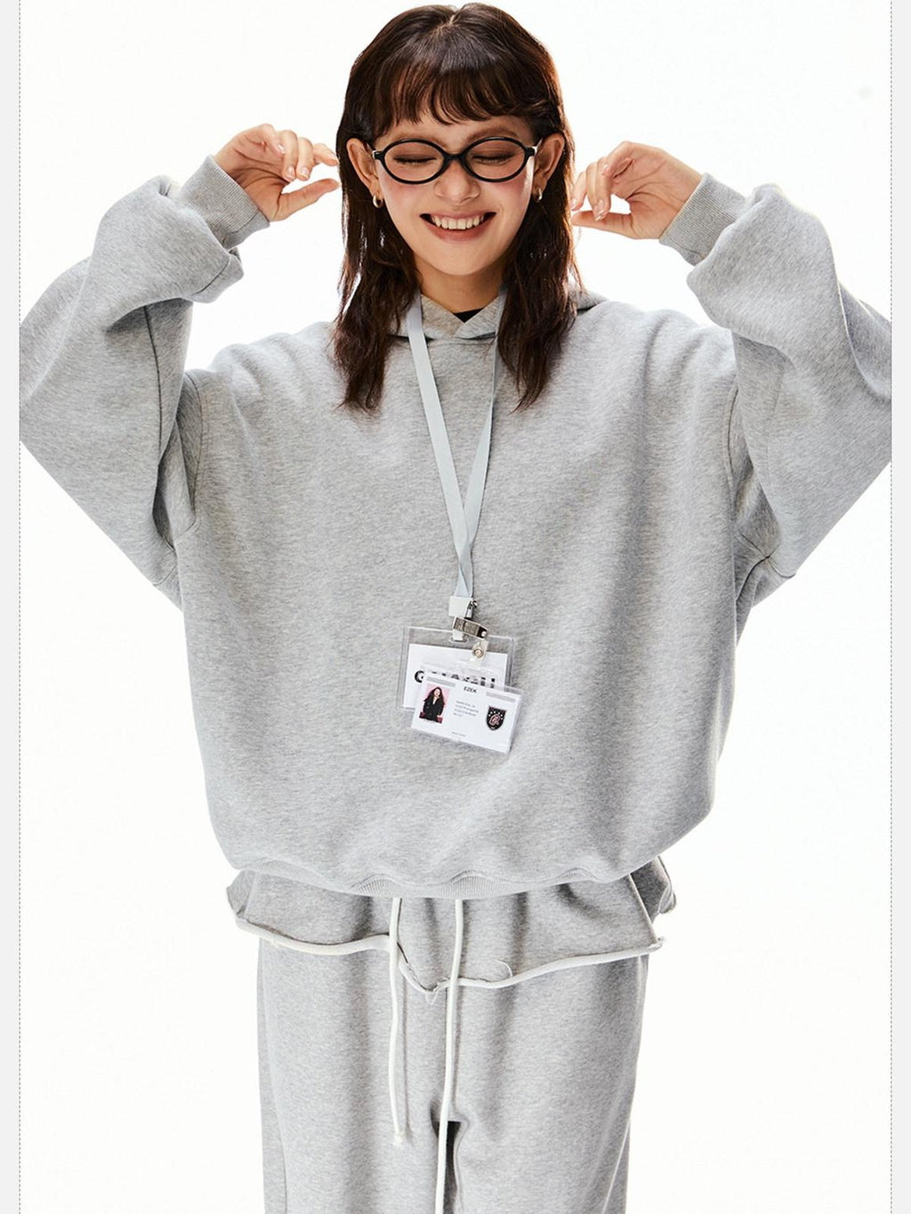 EZEK Vintage Gray Hooded Loose Fit Pocket Women's Cotton Blend Sweatshirts