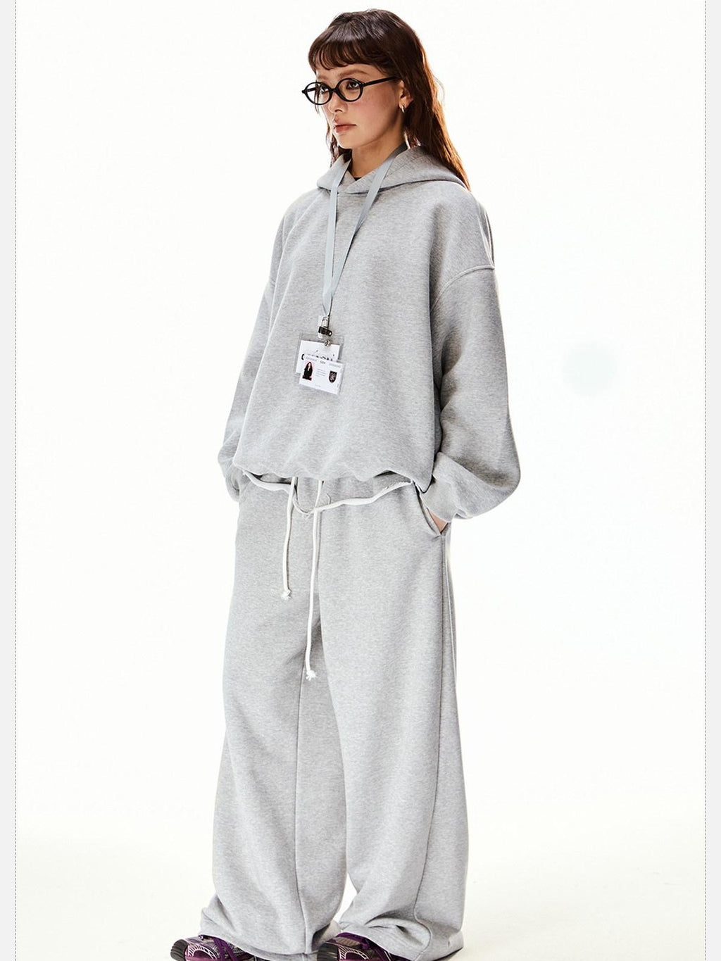 EZEK Vintage Gray Hooded Loose Fit Pocket Women's Cotton Blend Sweatshirts