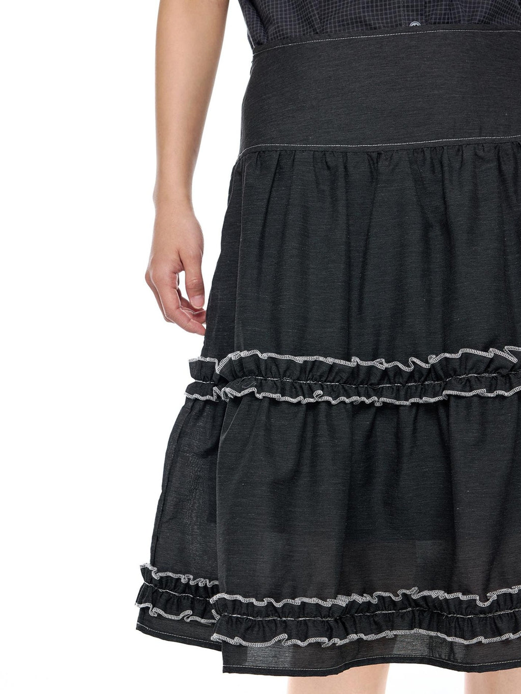 EZEK Vintage Lace Trim Ruched Loose Fit Women's A-line Skirts