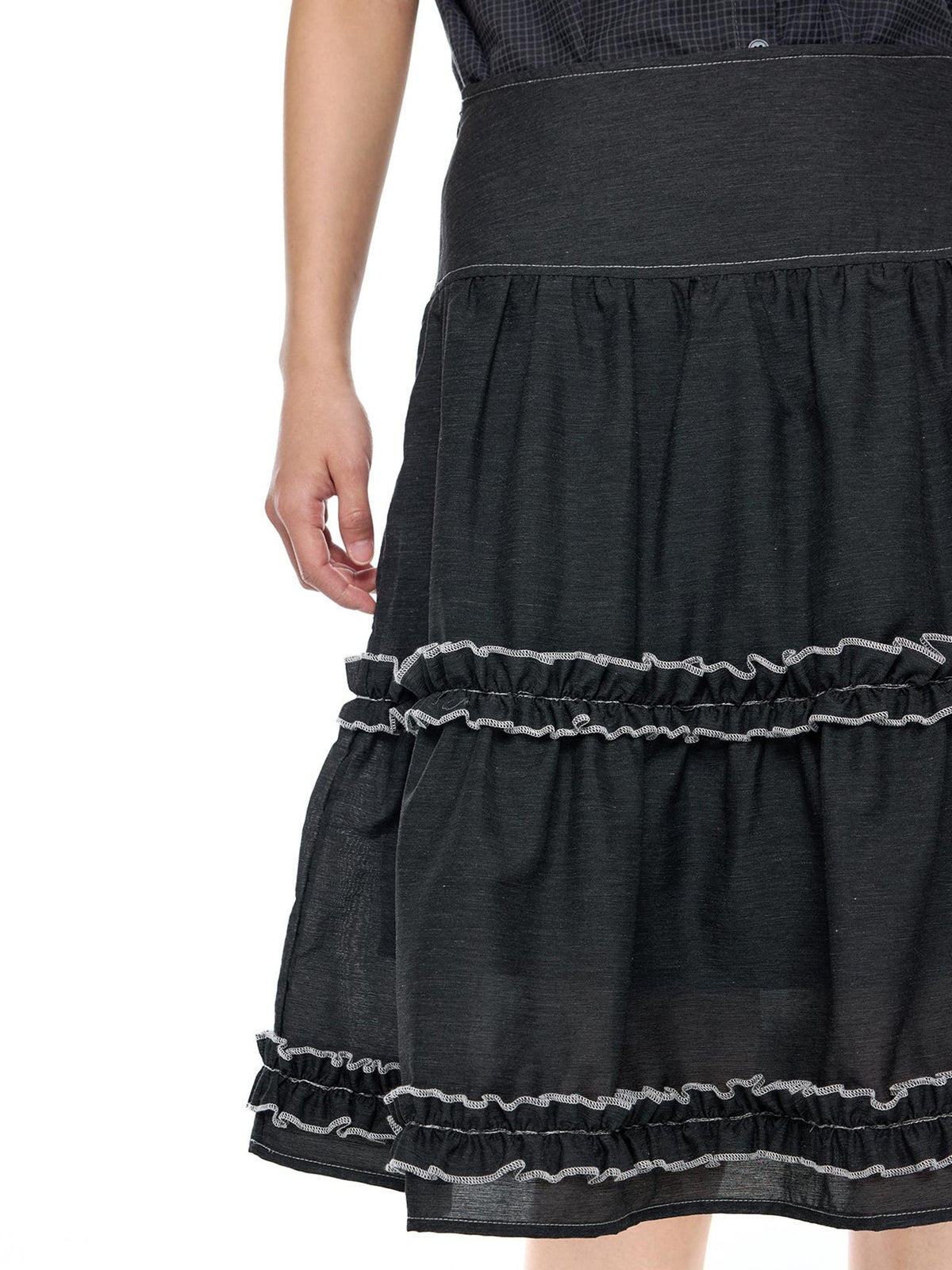 EZEK Vintage Lace Trim Ruched Loose Fit Women's A-line Skirts