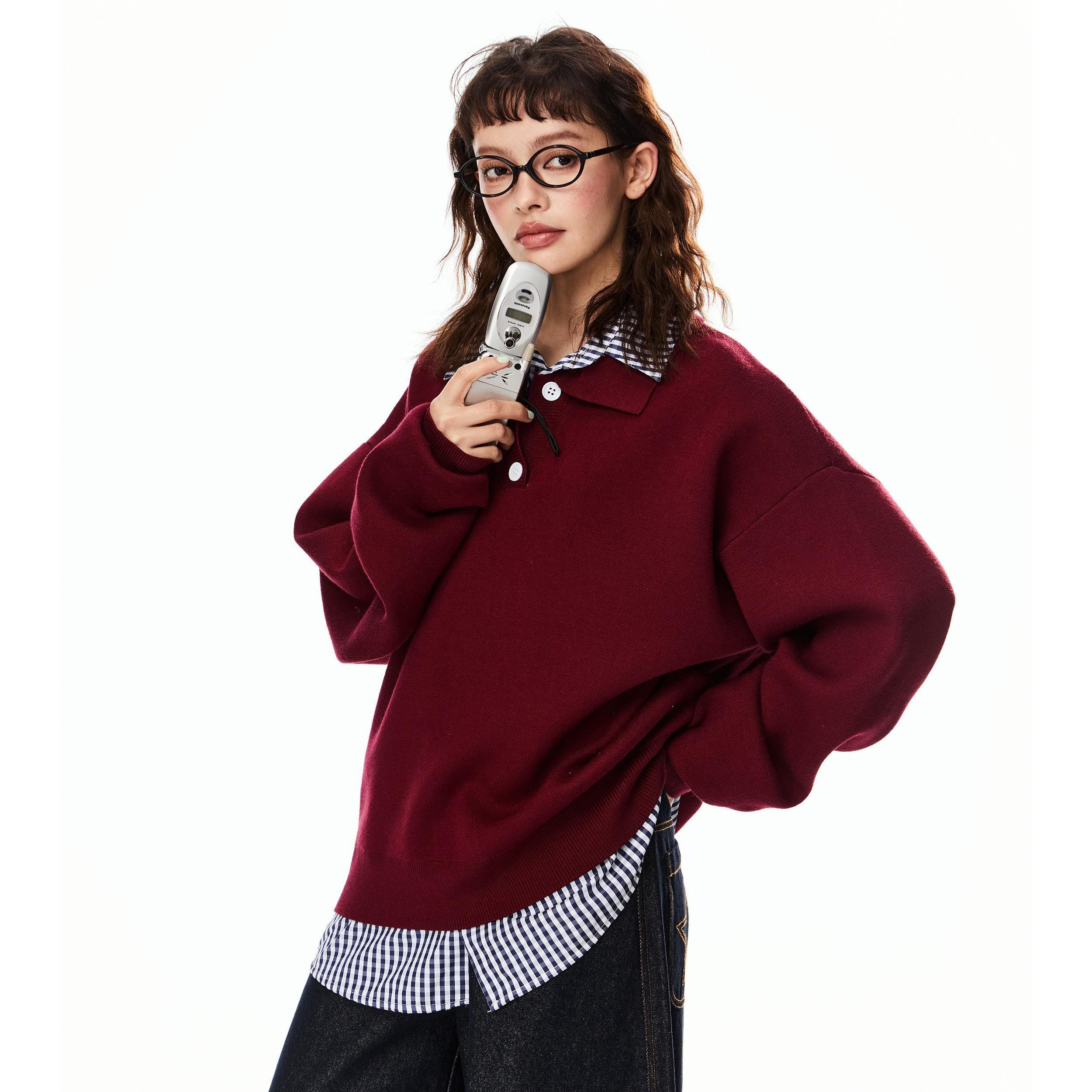 EZEK_Vintage_Polo_Collar_Button_Faux_Two_Piece_Loose_Women's_Viscose_Sweaters_874576826302_MISSTT