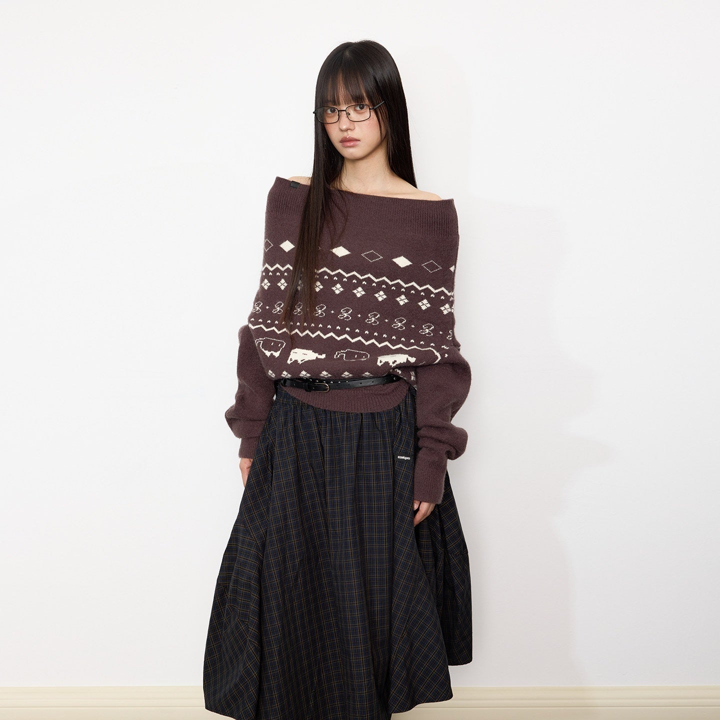 EZEK_Vintage_Printed_Knit_One_Shoulder_Women's_Acrylic_Blend_Off-shoulder_Sweaters_968554941248_MISSTT