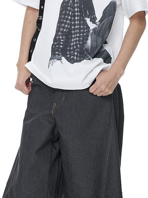 EZEK Vintage Relaxed Natural Waist Pocket Button Women's Cotton Blend Wide-leg Jeans
