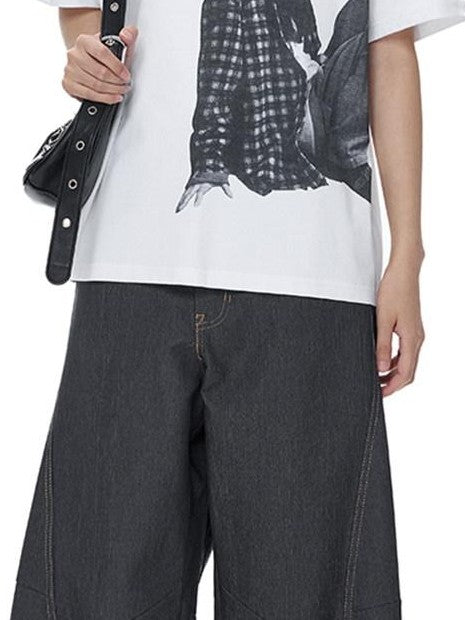 EZEK Vintage Relaxed Natural Waist Pocket Button Women's Cotton Blend Wide-leg Jeans