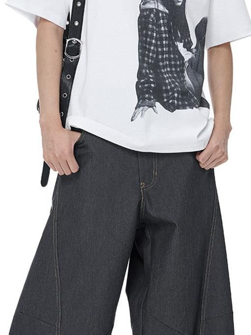 EZEK Vintage Relaxed Natural Waist Pocket Button Women's Cotton Blend Wide-leg Jeans