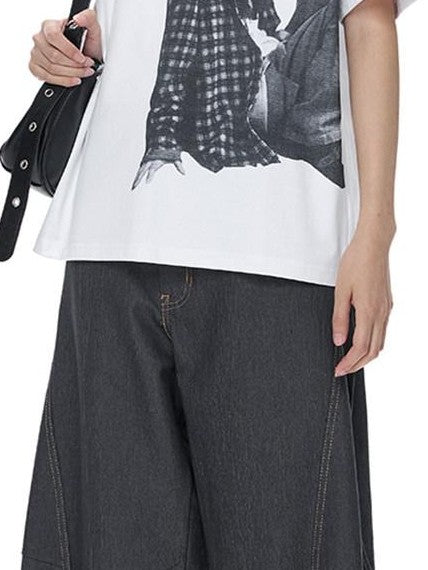 EZEK Vintage Relaxed Natural Waist Pocket Button Women's Cotton Blend Wide-leg Jeans