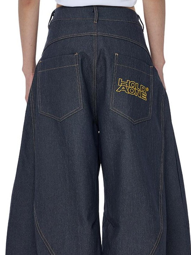 EZEK Vintage Relaxed Natural Waist Pocket Button Women's Cotton Blend Wide-leg Jeans