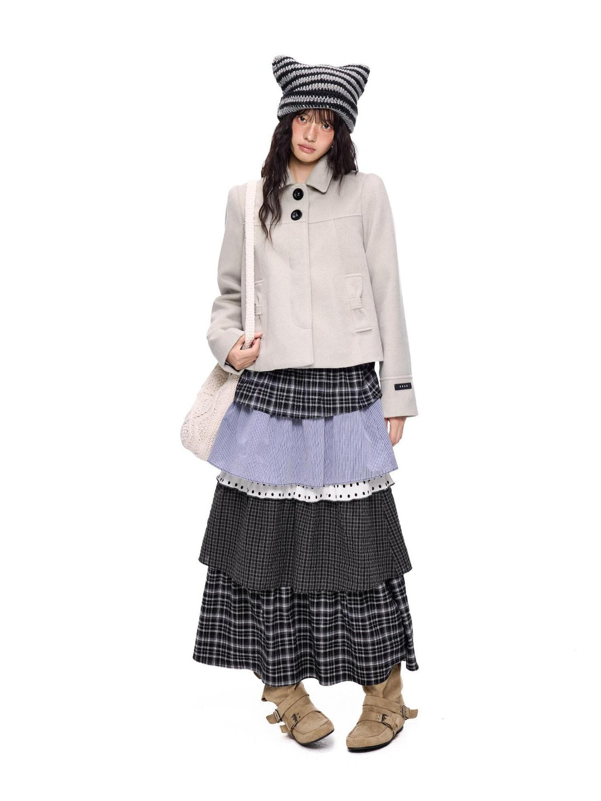 EZEK Vintage Solid Color Lapel Collar Women's Polyester Cropped Jackets