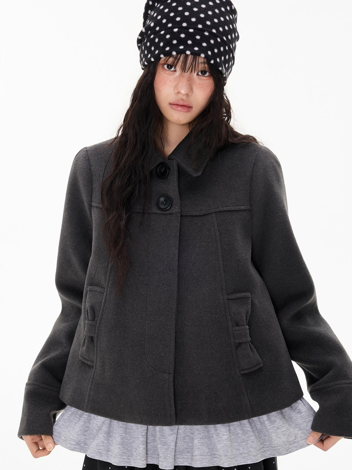 EZEK Vintage Solid Color Lapel Collar Women's Polyester Cropped Jackets
