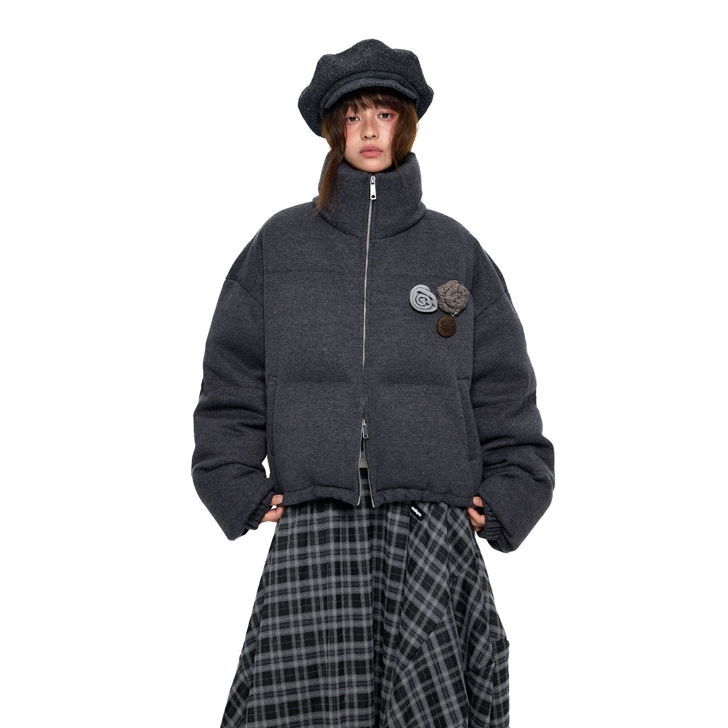 EZEK_Vintage_Stand_Collar_Chest_Flower_Zip_Loose_Women's_White_Duck_Down_Down_Jackets_980980114397_MISSTT