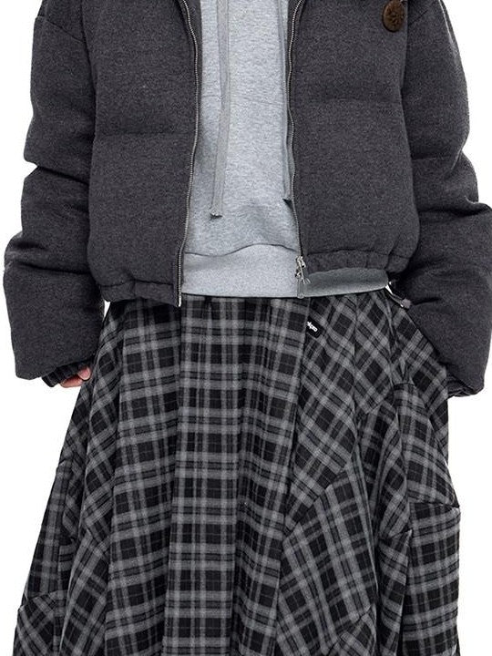EZEK Vintage Stand Collar Chest Flower Zip Loose Women's White Duck Down Down Jackets