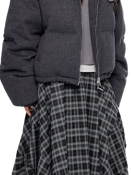 EZEK Vintage Stand Collar Chest Flower Zip Loose Women's White Duck Down Down Jackets