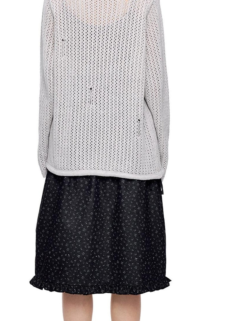EZEK Vintage Star Cutout Knitted Women's Cotton Blend Long Sleeve T-shirts