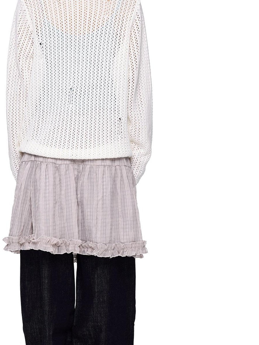 EZEK Vintage Star Cutout Knitted Women's Cotton Blend Long Sleeve T-shirts