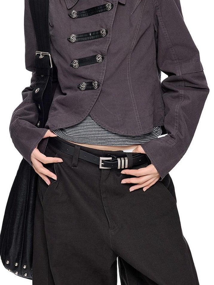 EZEK Vintage Structured Double Breasted Pocket Cotton Women's Cropped Jackets