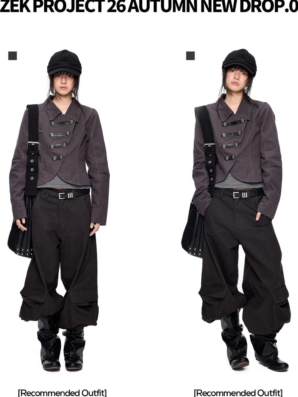 EZEK Vintage Structured Double Breasted Pocket Cotton Women's Cropped Jackets