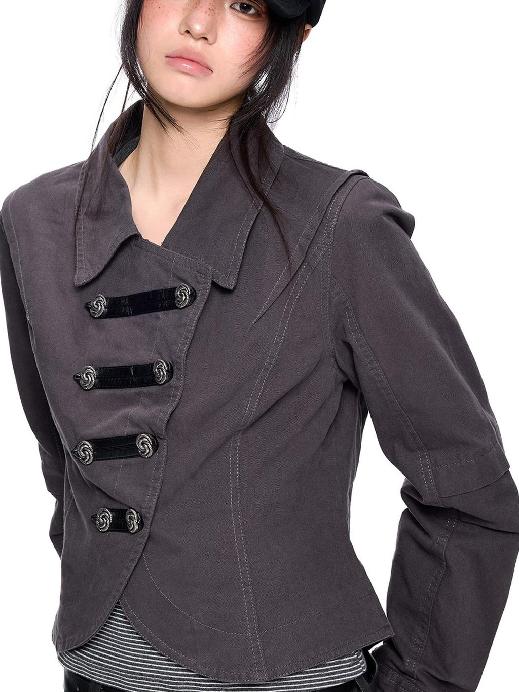EZEK Vintage Structured Double Breasted Pocket Cotton Women's Cropped Jackets