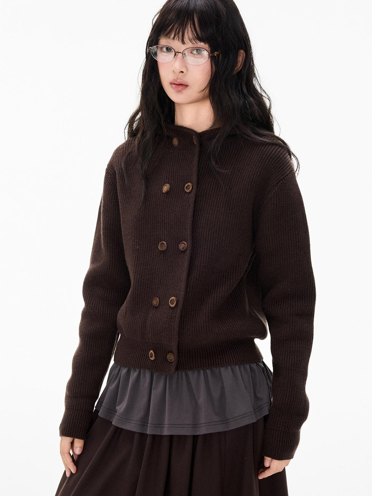 EZEK Waffle Knit Double Breasted Hooded Women's Cardigans
