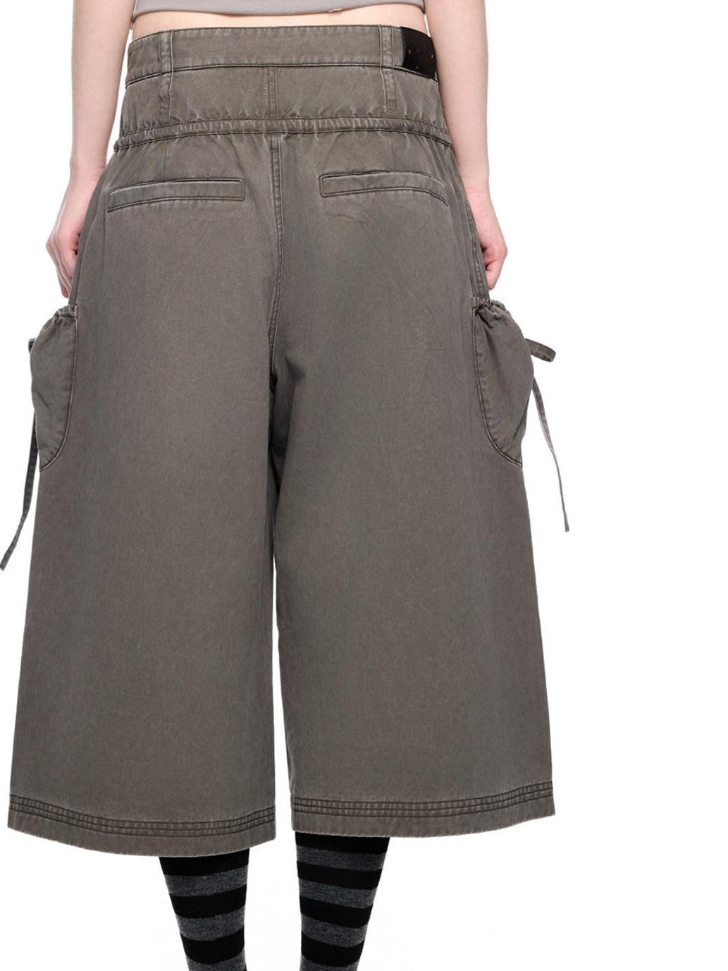 EZEK Washed Bow Tie Straps Wide Leg Low Rise Women's Cotton Cropped Jeans