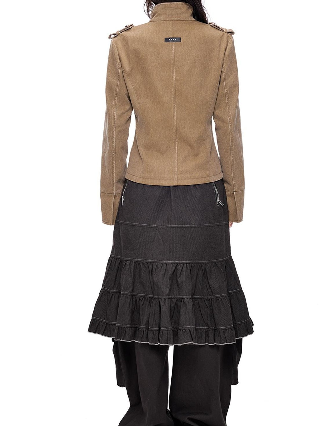 EZEK Washed Distressed Napoleon Buttoned Women's Cotton Cropped Jackets