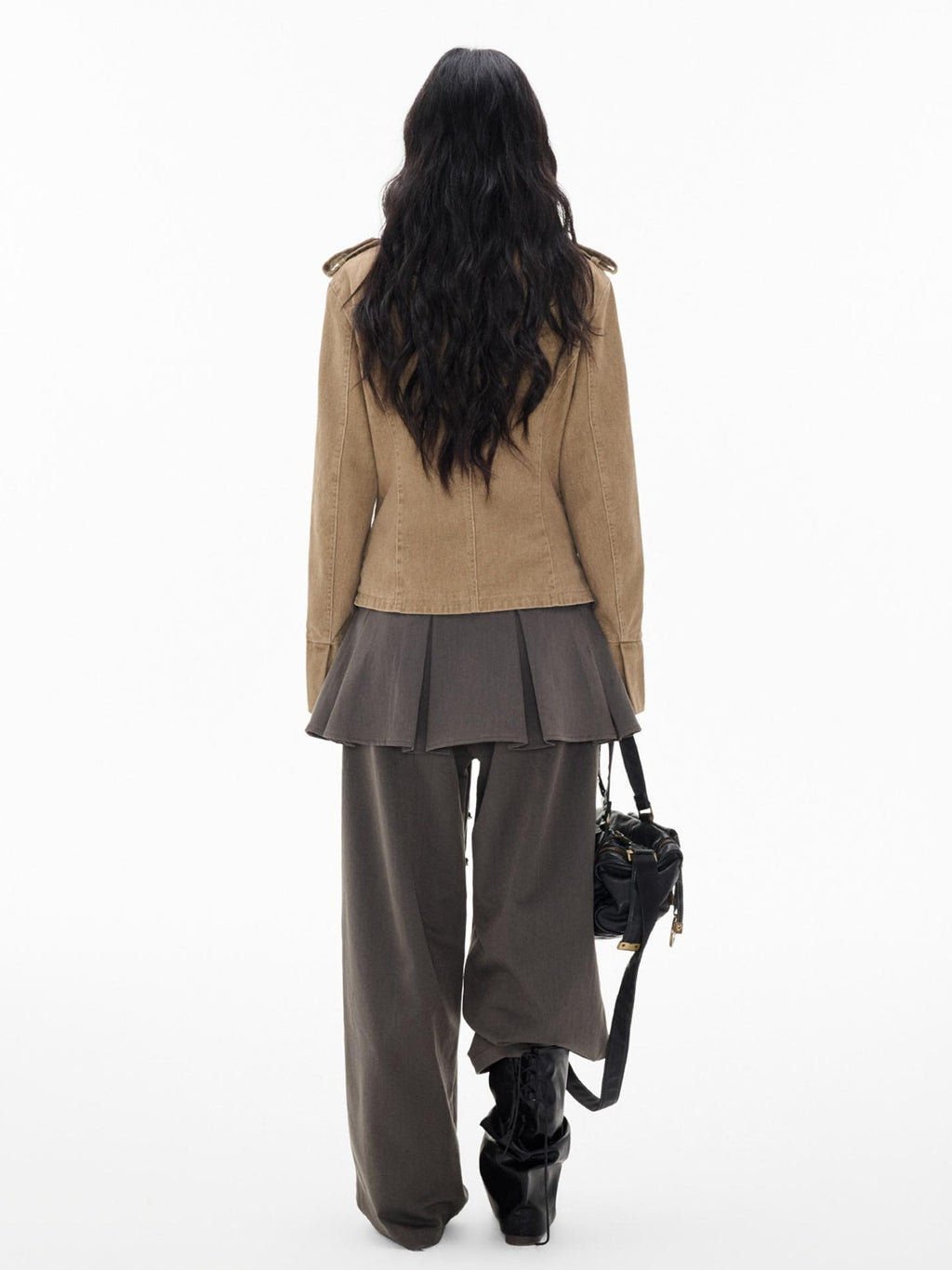 EZEK Washed Distressed Napoleon Buttoned Women's Cotton Cropped Jackets