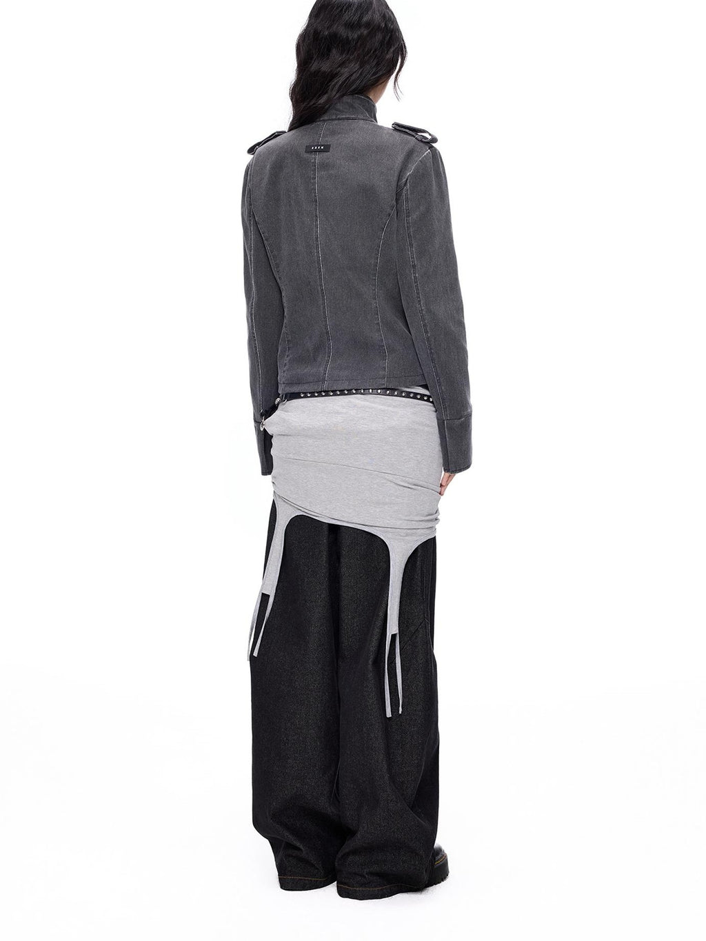 EZEK Washed Distressed Napoleon Buttoned Women's Cotton Cropped Jackets