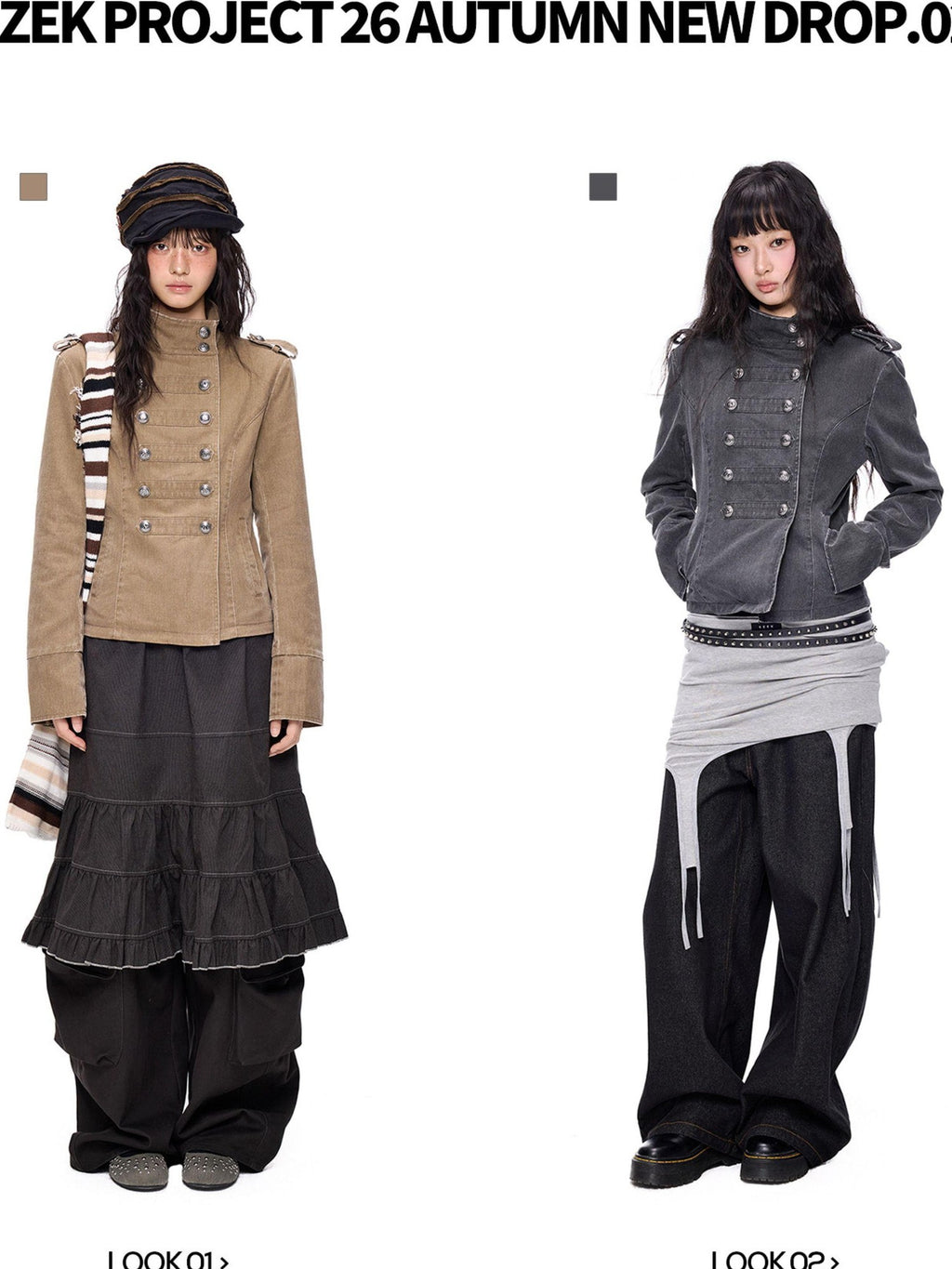 EZEK Washed Distressed Napoleon Buttoned Women's Cotton Cropped Jackets
