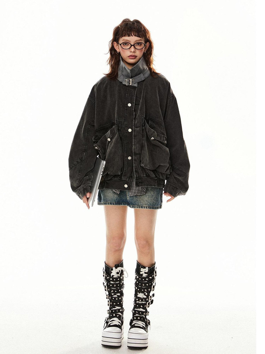 EZEK Washed Large Pocket American Barn Style Vintage Women's Cotton Utility Jackets