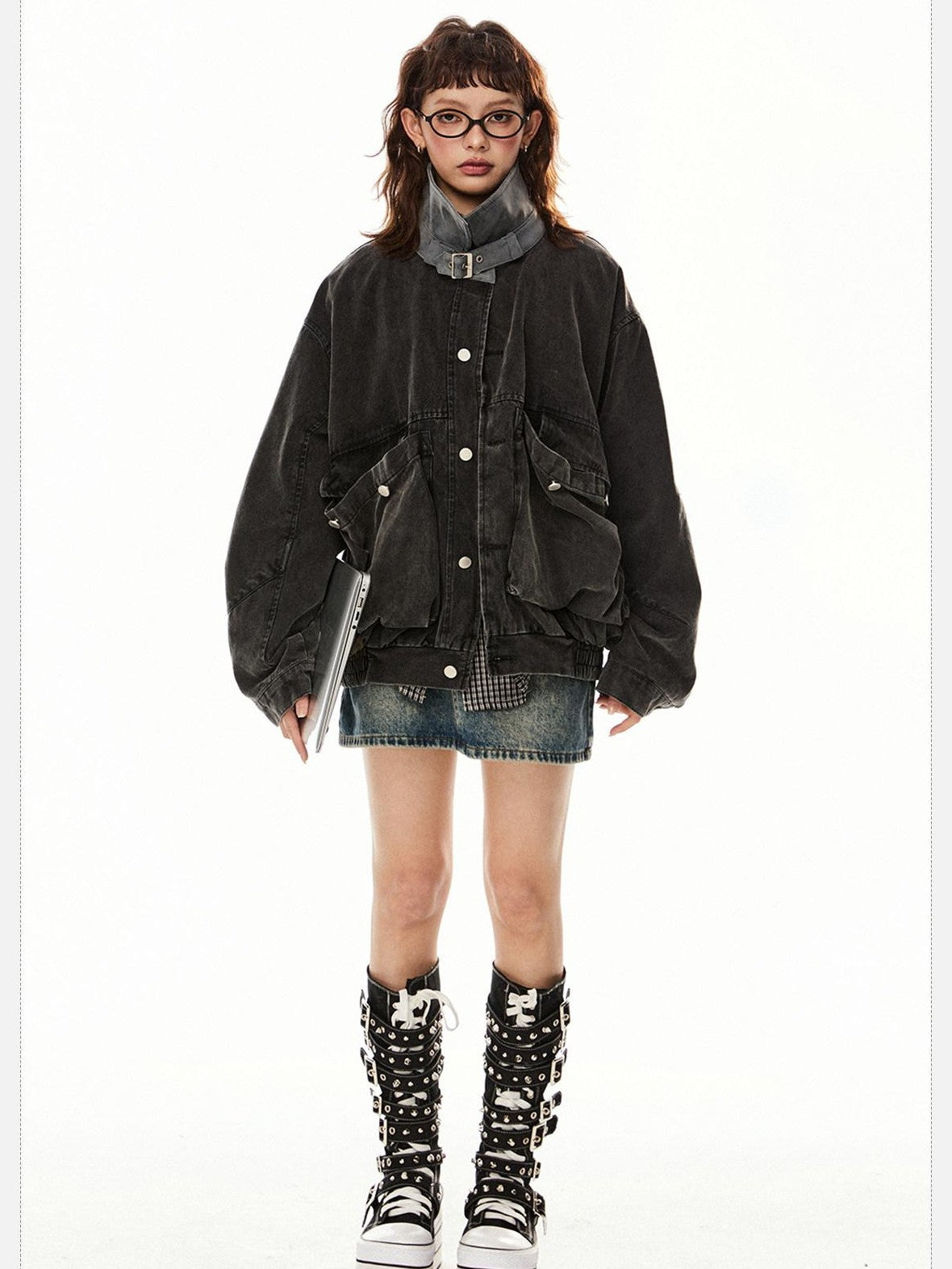 EZEK Washed Large Pocket American Barn Style Vintage Women's Cotton Utility Jackets
