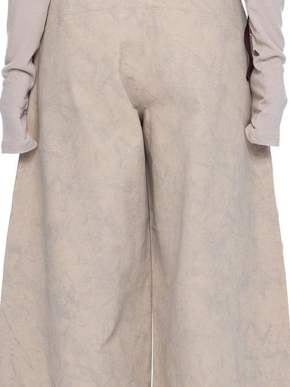 EZEK Washed Vintage Curved Cargo Pockets Women's Cotton Wide-leg Pants