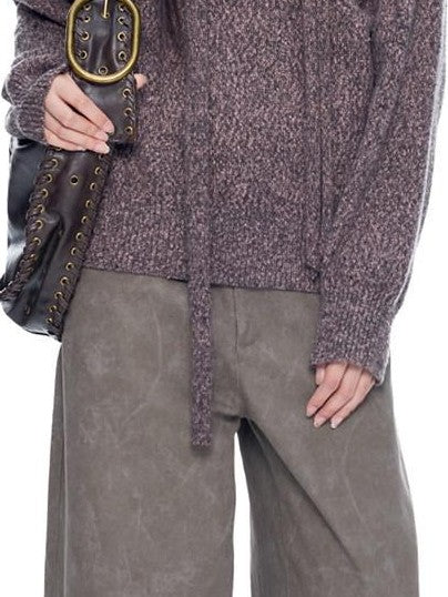EZEK Washed Vintage Curved Cargo Pockets Women's Cotton Wide-leg Pants