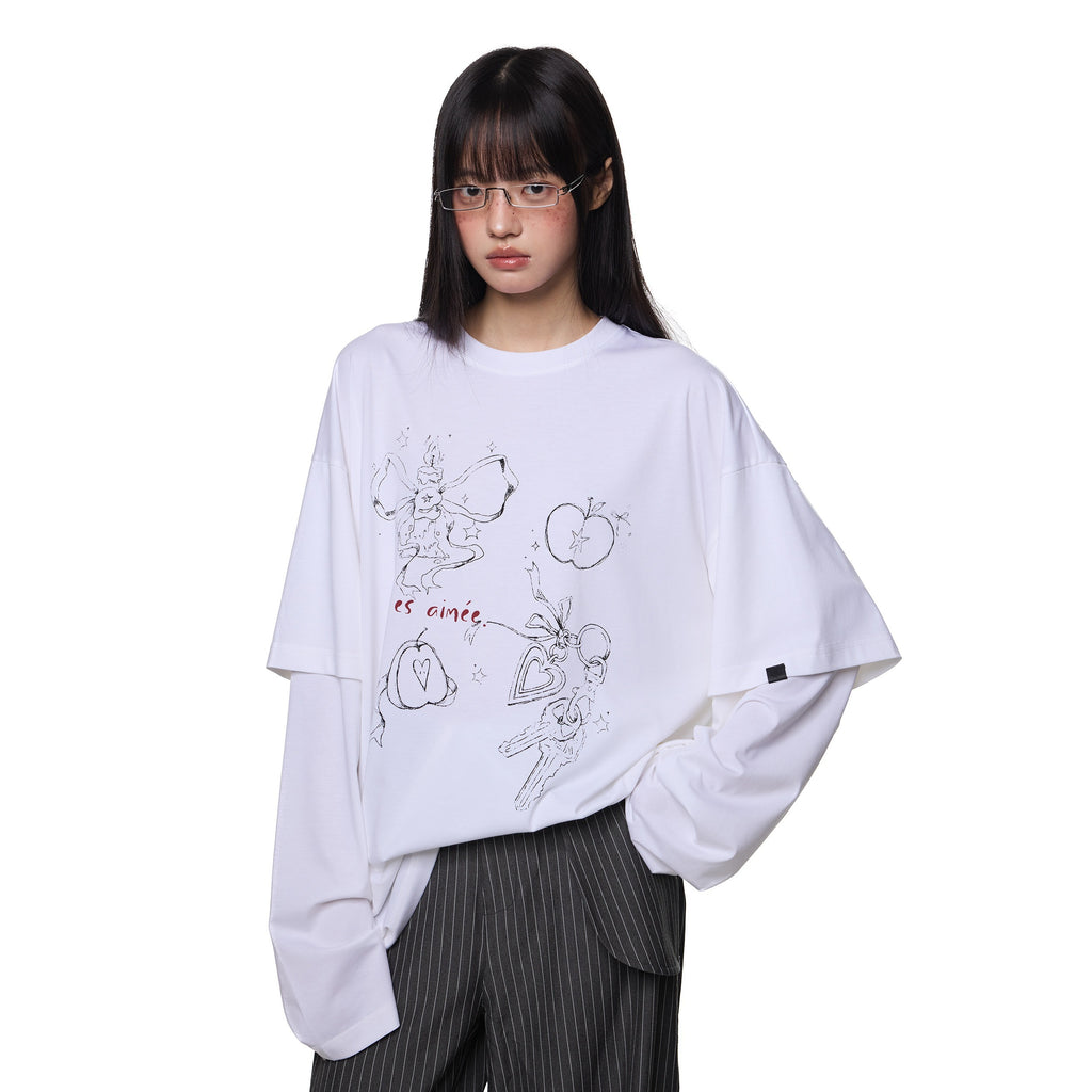 EZEK_White_Faux_Two_Piece_Letter_Print_Women's_Cotton_Long_Sleeve_T-shirts_940153315947_MISSTT