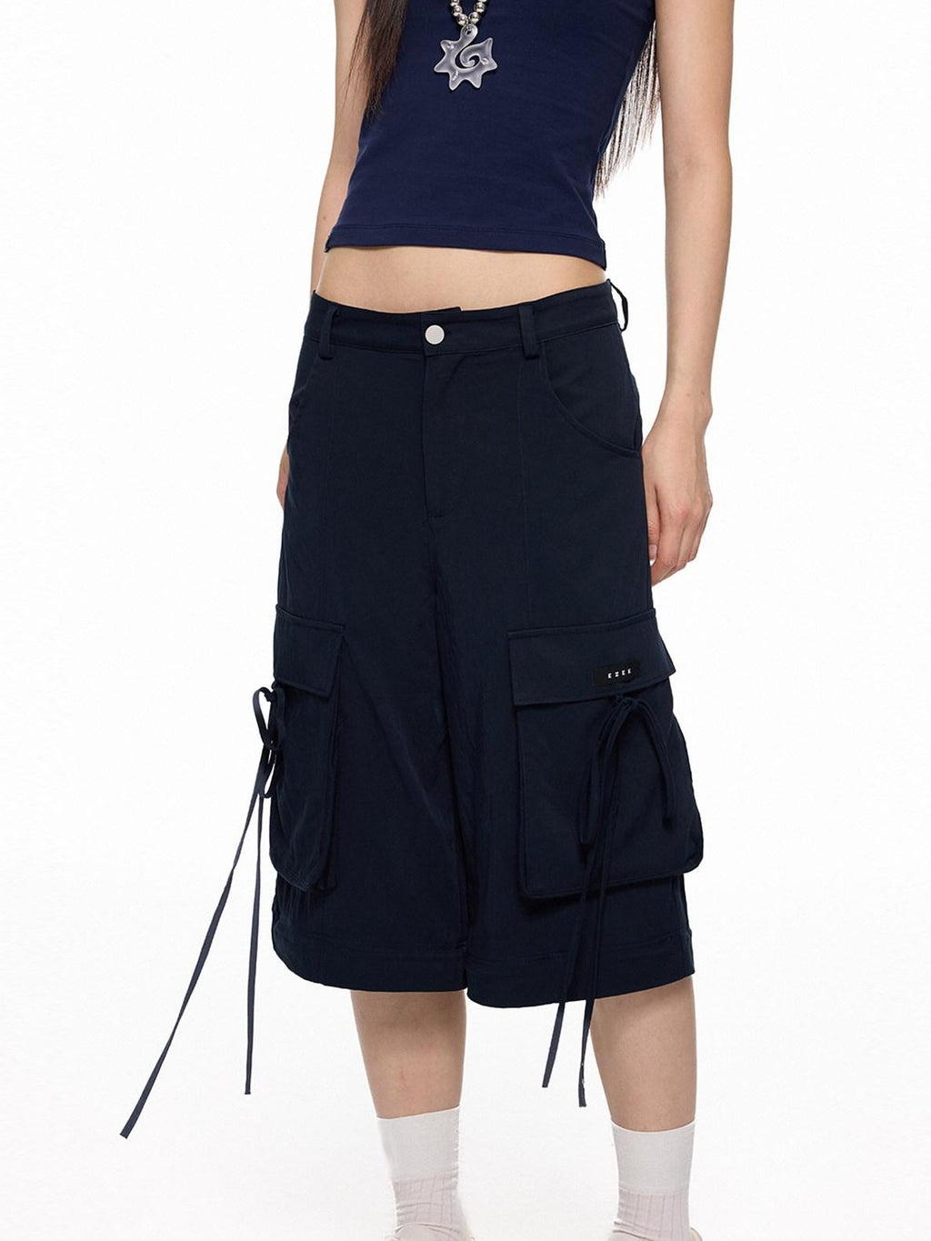 EZEK Wide Leg Detachable Pockets Natural Waist Women's Nylon Cargo Pants