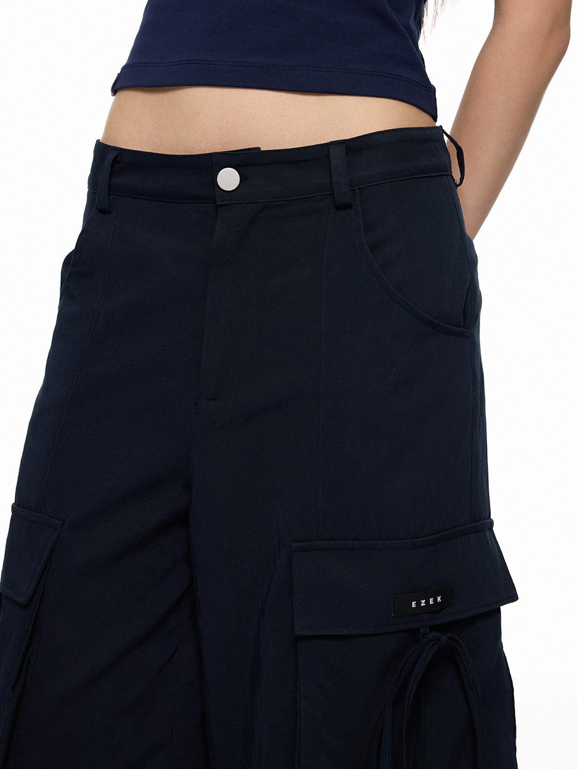 EZEK Wide Leg Detachable Pockets Natural Waist Women's Nylon Cargo Pants