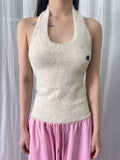 FOURFORTY_Adorable_Elephant_Embroidery_Fluffy_Backless_Women's_Polyester_Halter_Tops_782046175079_MISSTT