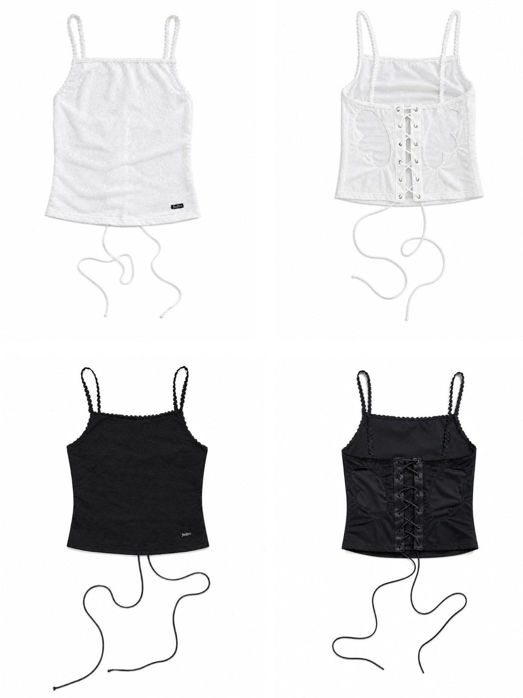 FOURFORTY Angel Lace Cutout Wing Butterfly Tie Women's Nylon Camisoles