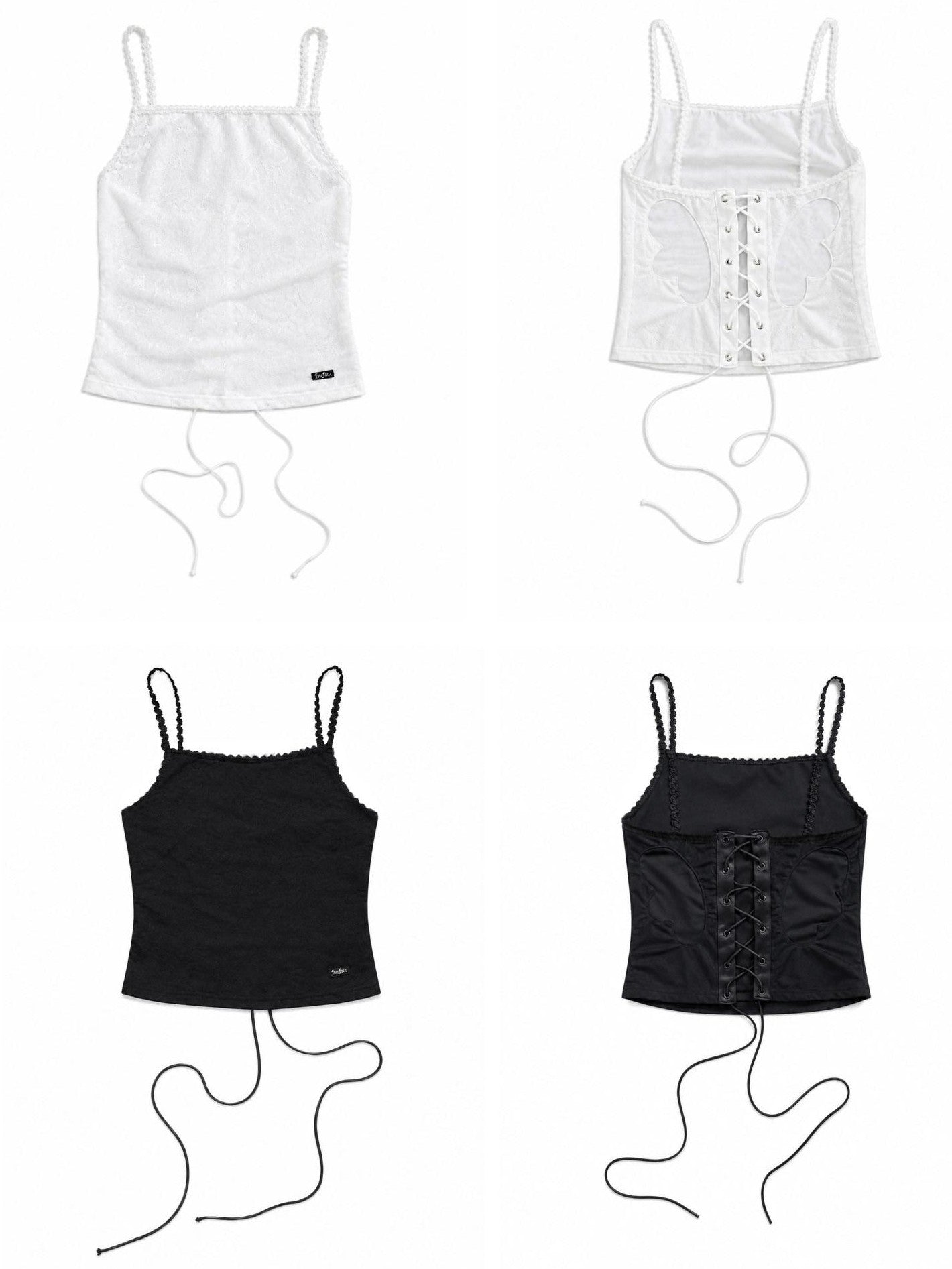 FOURFORTY Angel Lace Cutout Wing Butterfly Tie Women's Nylon Camisoles