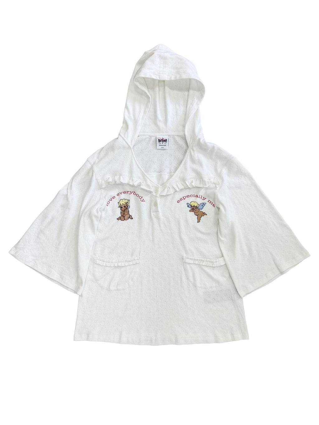 FOURFORTY Angel Lace Trim Hooded Women's Cotton Oversized T-shirts