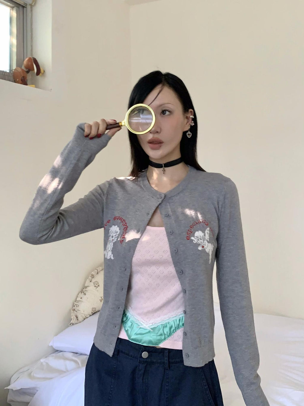 FOURFORTY Angel Print Women's Viscose Cardigans