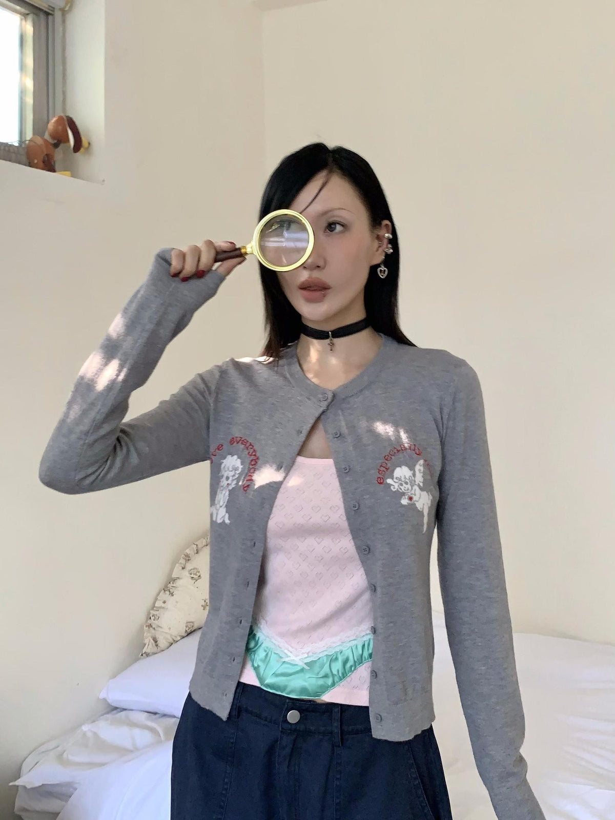 FOURFORTY Angel Print Women's Viscose Cardigans