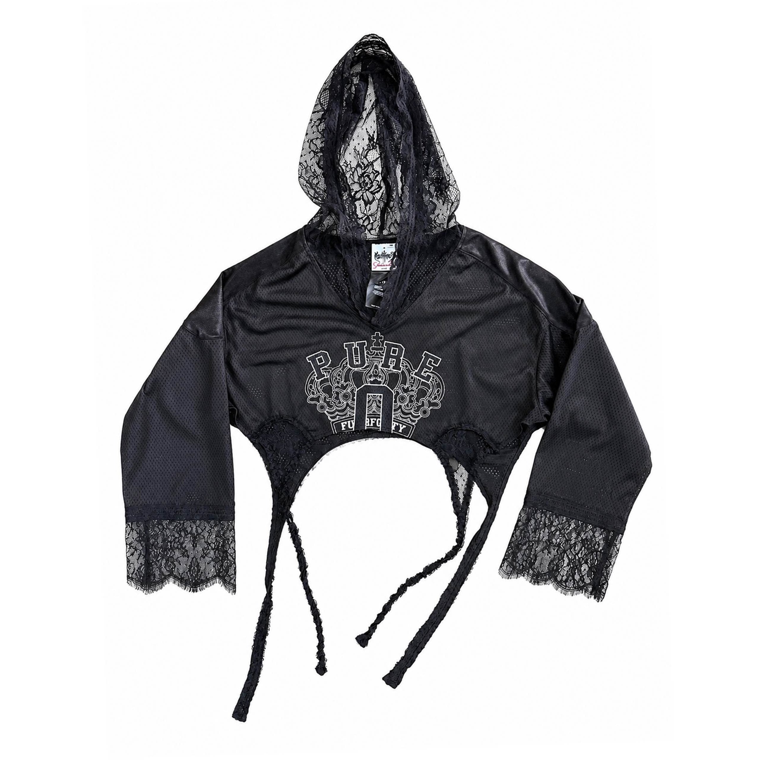 FOURFORTY_Black_Lace_Hooded_Gothic_Women's_Polyester_Off-shoulder_T-shirts_1055062594370_MISSTT