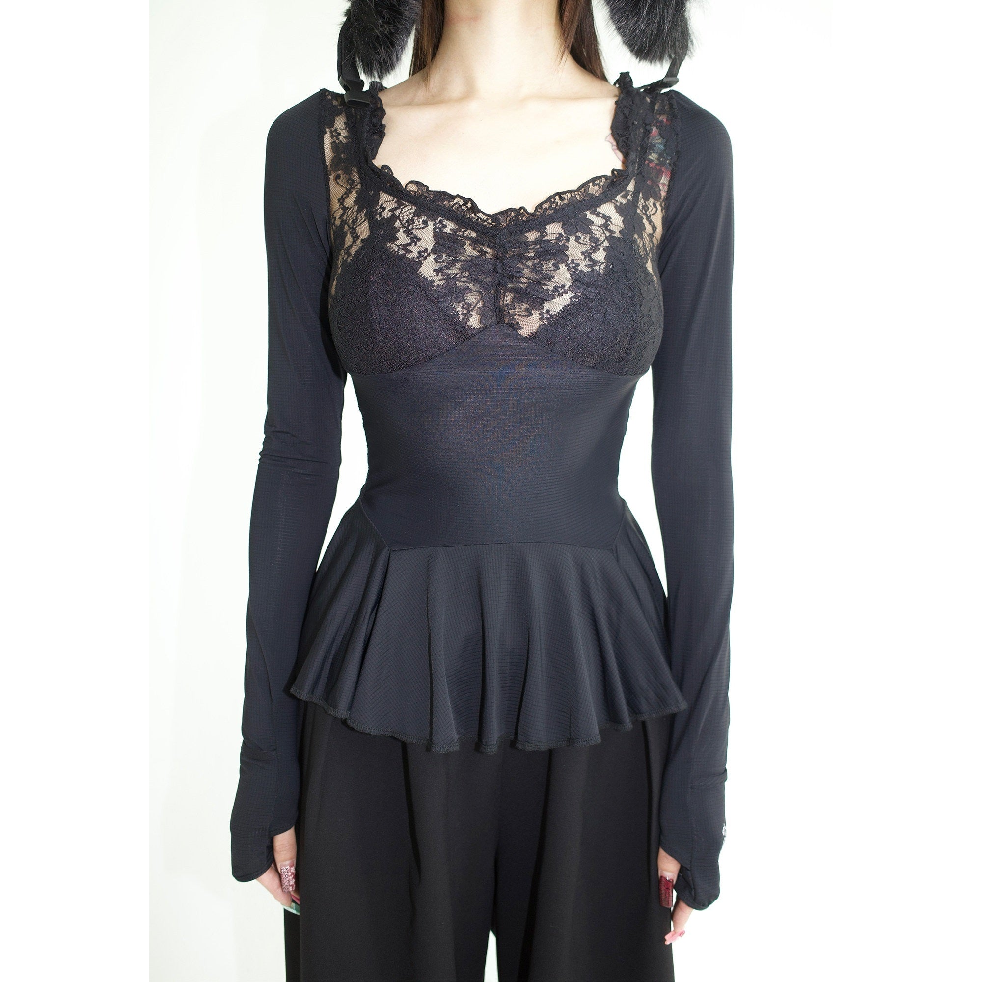FOURFORTY_Black_Lace_Panel_Ballet_Functional_Women's_Nylon_Stretch_Long_Sleeve_T-shirts_834464198222_MISSTT