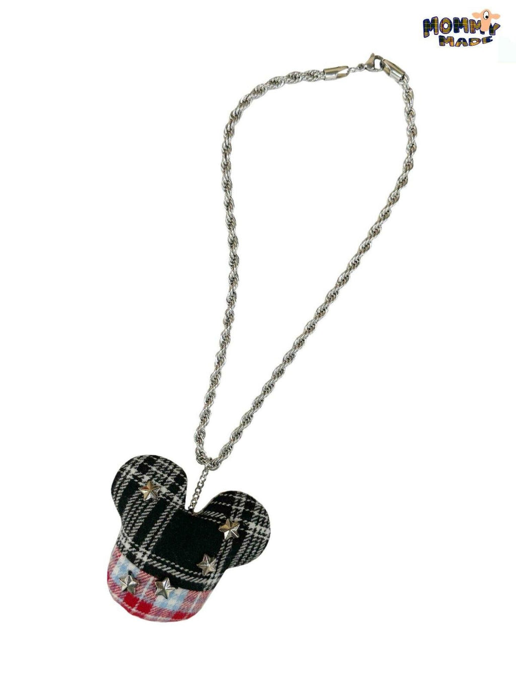 FOURFORTY Black Red Plaid Patchwork Twisted Rope Chain Women's Alloy Necklaces