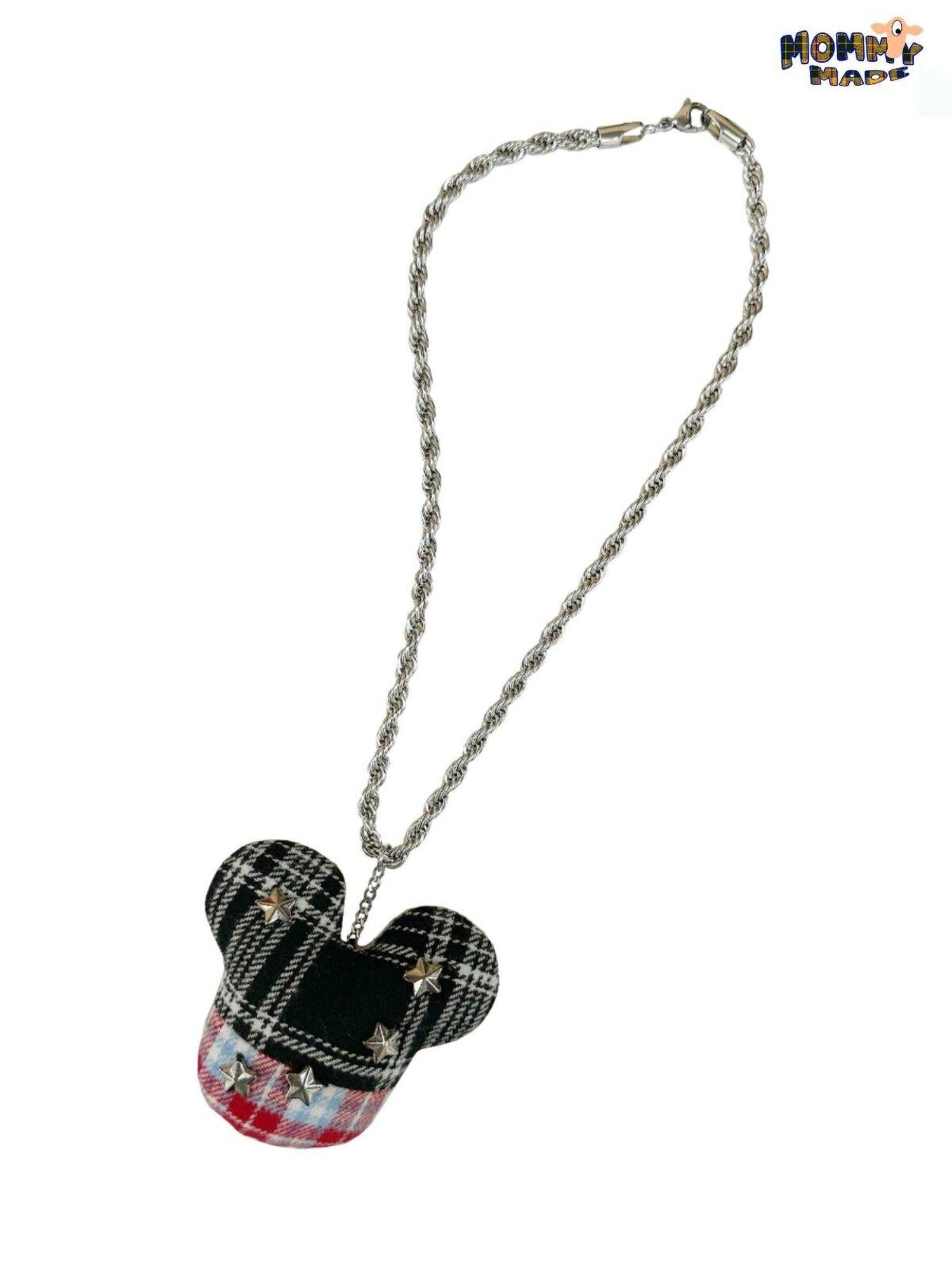 FOURFORTY Black Red Plaid Patchwork Twisted Rope Chain Women's Alloy Necklaces