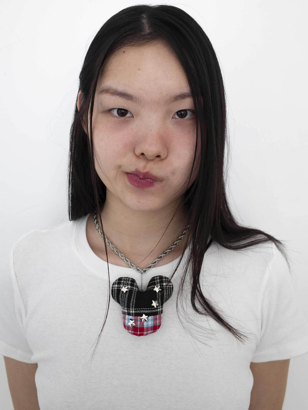 FOURFORTY Black Red Plaid Patchwork Twisted Rope Chain Women's Alloy Necklaces
