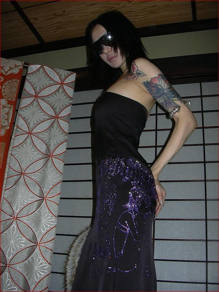 FOURFORTY Black Rhinestone Mermaid Bustier Women's Polyester Strapless Maxi Dresses