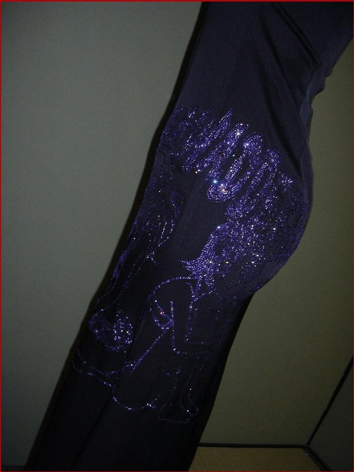 FOURFORTY Black Rhinestone Mermaid Bustier Women's Polyester Strapless Maxi Dresses