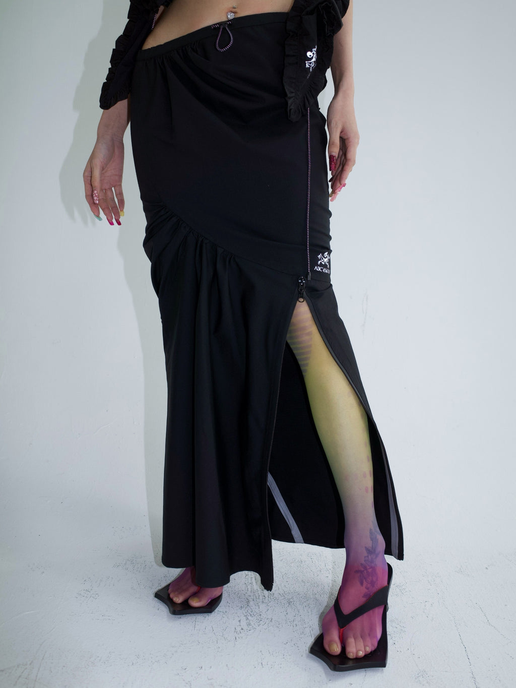 FOURFORTY_Black_Water_Repellent_Low_Waist_Sporty_Women's_Polyester_Mermaid_Skirts_834875832550_MISSTT