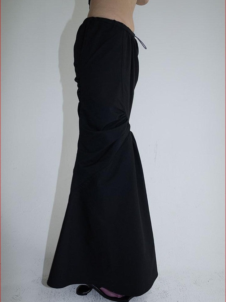 FOURFORTY Black Water Repellent Low Waist Sporty Women's Polyester Mermaid Skirts