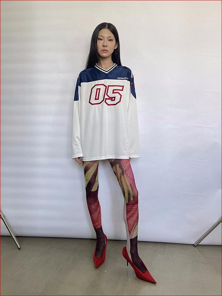 FOURFORTY Blokecore Print Women's Polyester Long Sleeve T-shirts